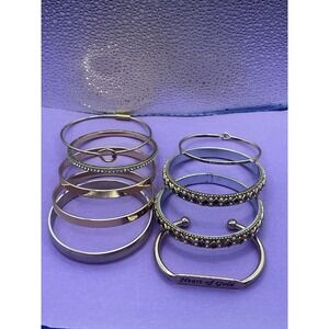 Vintage Costume Jewelry Bracelet Lot Of 9– Cuffs & Bangles – Gold Tone‎